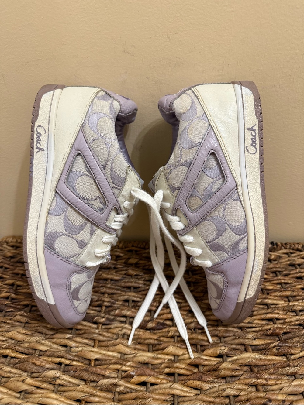 Coach Purple and Cream Sneakers 7M
